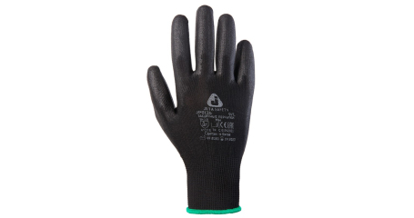 Перчатки нейлон, полиуретановое неполн. покрытие, р.M, черные, Jeta Safety