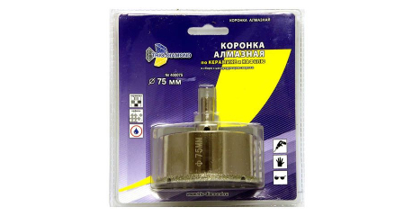 Коронка алмазная  d 75 мм по керамике и кафелю TRIO-DIAMOND