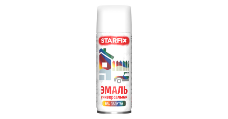 Краска-эмаль аэроз. универсальная белый матовый STARFIX 520мл (9003)