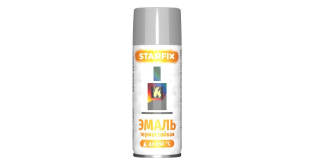 Краска-эмаль аэроз. термостойкая силиконовая серебристый STARFIX 520мл