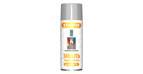 Краска-эмаль аэроз. термостойкая силиконовая серебристый STARFIX 520мл