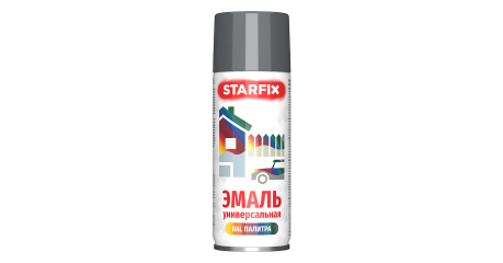 Краска-эмаль аэроз. универсальная серый STARFIX 520мл (7024)