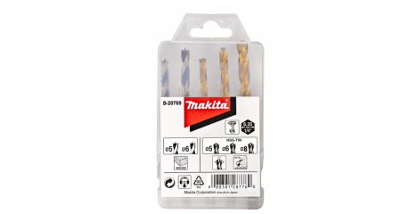 Набор сверл по дереву и металлу HSS-TIN 1/4, 5 шт  MAKITA