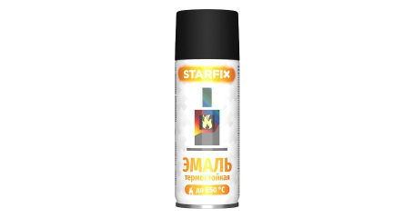 Краска-эмаль аэроз. термостойкая силиконовая черный STARFIX 520мл