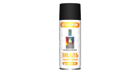 Краска-эмаль аэроз. термостойкая силиконовая черный STARFIX 520мл