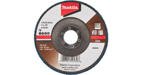 Круг лепестковый шлифовальный 125x22.23 мм, Z40, стекловолокно, угловой Makita