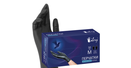 Перчатки нитриловые, р-р L, уп. 50 пар. черные LIBRY