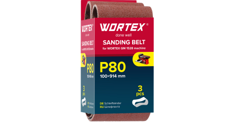 Шлифлента 100x914 мм P80 бесконечная 3 шт. для станка WORTEX GM 1528