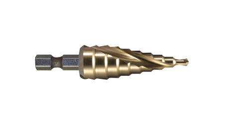 Сверло ступенчатое HSS-TiN с коническим желобком, 4-12, хв 6-ти гран MAKITA