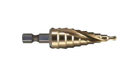 Сверло ступенчатое HSS-TiN с коническим желобком, 4-12, хв 6-ти гран MAKITA