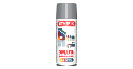 Краска-эмаль аэроз. универсальная серый светлый STARFIX 520мл (7046)