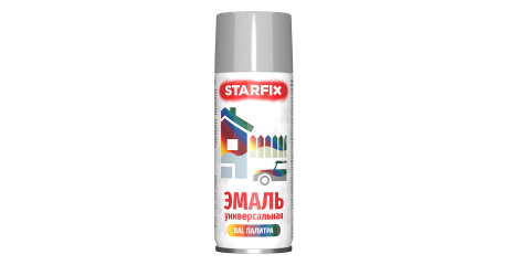 Краска-эмаль аэроз. универсальная серебряный хром STARFIX 520мл (9006)