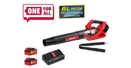 Аккум. воздуходувка WORTEX BB 2536 D ALL1 XLT SET БЕСЩЁТ.ДВИГ., 18В+18В, 2акб, 4 Ач, макс.объём.7