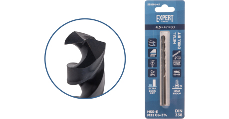 Сверло по металлу ц/х 4.5х47х80 мм HSS-Co Black EXPERT STARTUL