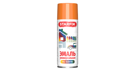 Краска-эмаль аэроз. универсальная оранжевый STARFIX 520мл (2004)